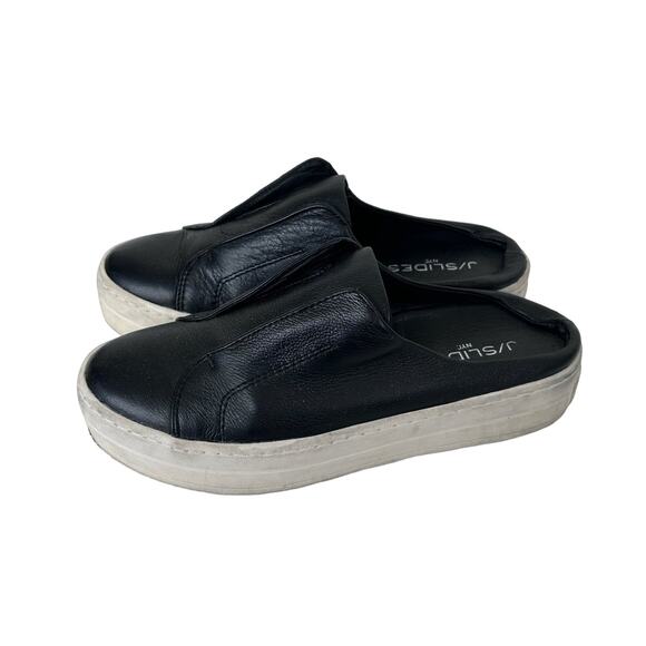 J Slides Black Leather Slip On Shoes Sz 6 - Picture 4 of 7